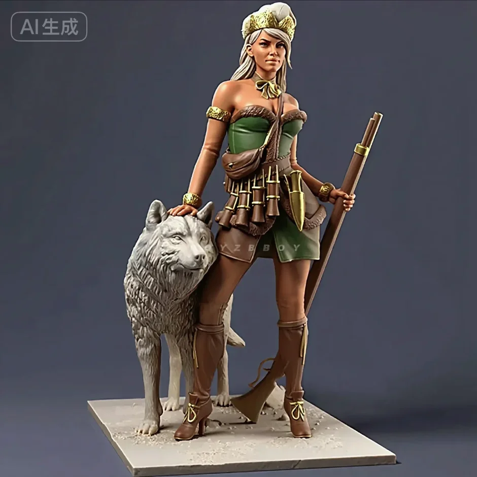 

1//24 комплект солдата из смолы, женский охотничий бесцветный самособранный A-2176