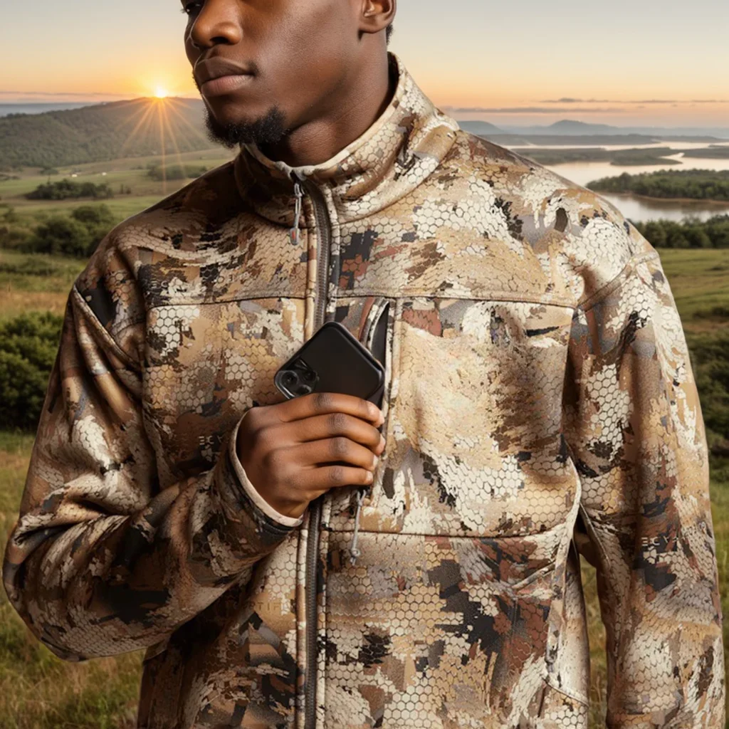 Herren Traverse Jacke 3-Lagen-Film Stehkragen Composite Polar Fleece Outdoor Tarnmuster Jagdbekleidung Angeljacke – Detail 13