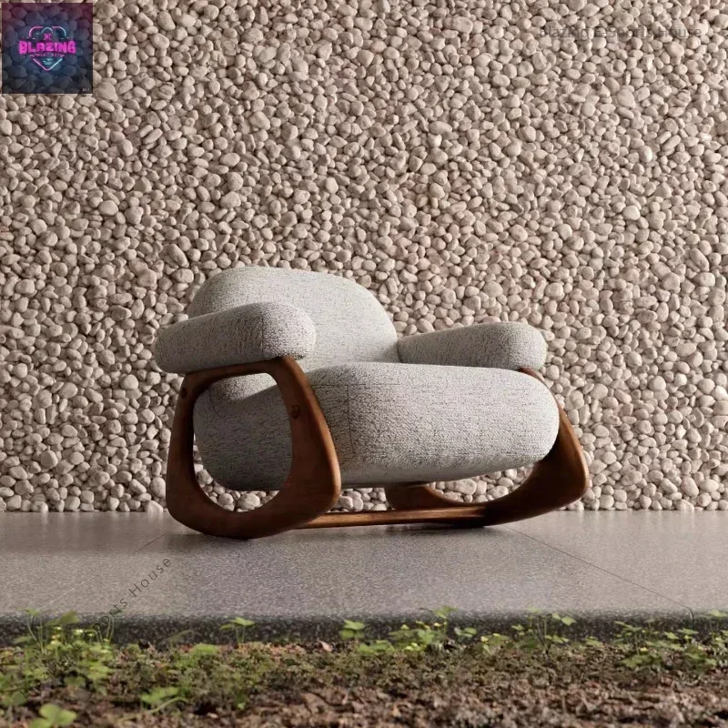 Comfortable Rocking Living Room Chair Balcony Comfy Grey Chair Italian Fabric Sillones Para Sala De Estar Living Room Furniture