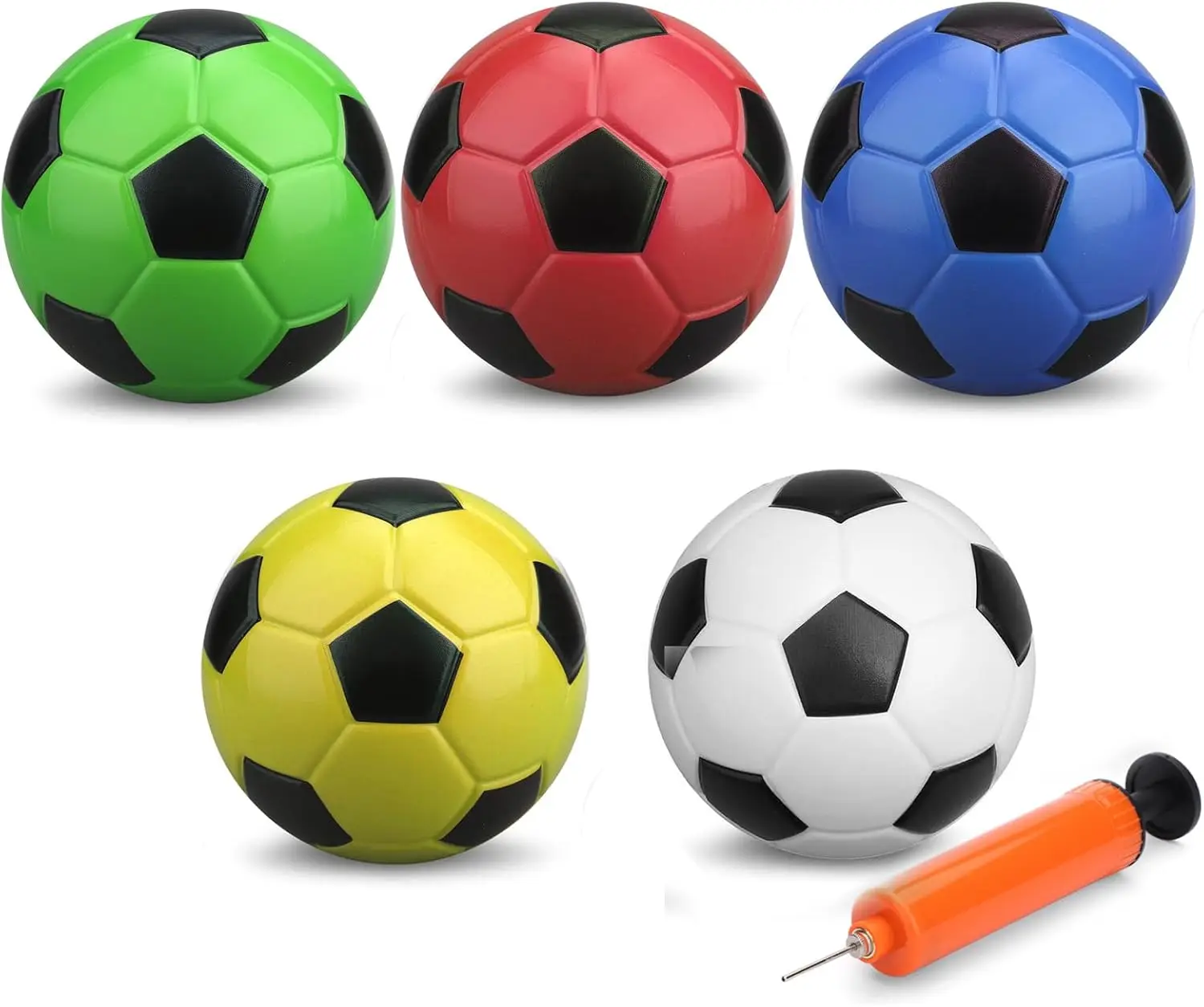 

5-Pack 6-Inch Mini Soccer Balls with Pump, PVC Soft Toddler Indoor Outdoor Play, Classic Black White Training Balls for Kids