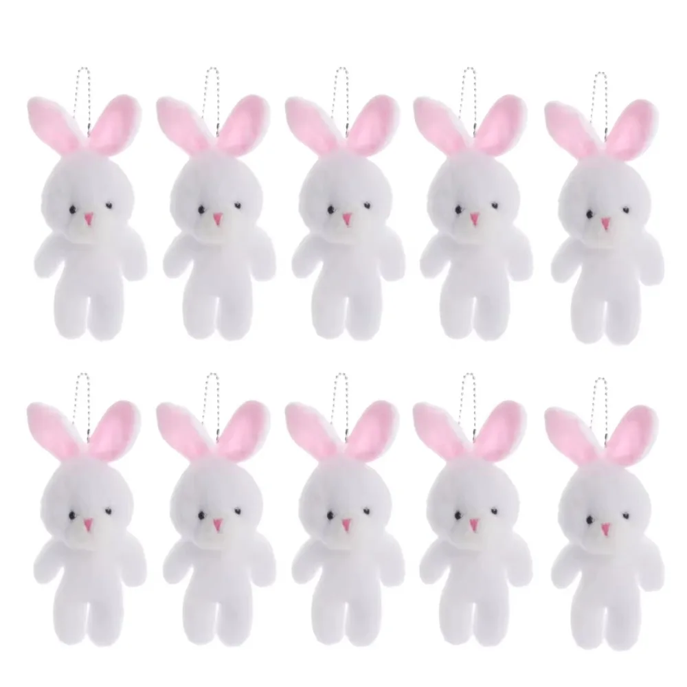 10Pcs Cartoon Animal Little Rabbit Stuffed Keyring White Rabbit Keychain 18cm Cute Easter Party Bunny Schoolbag Ornaments