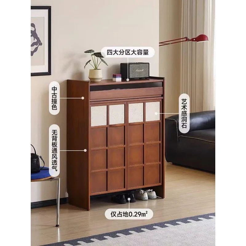 Door shoe cabinet, entrance floor cabinet storage, household large-capacity locker, no backplane shoe cabinet