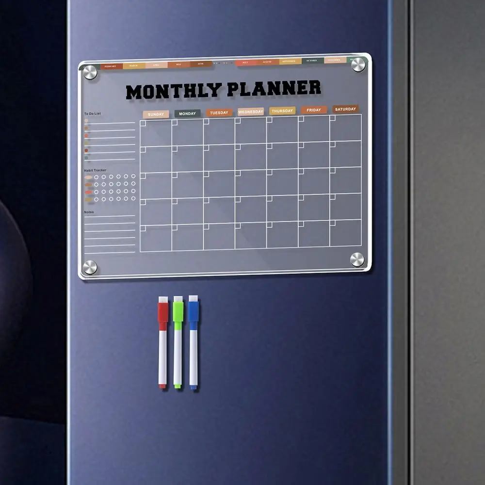 Reusable Magnetic Acrylic Calendar Accessories Universal Durable Planner Calendar Easy Erase Weekly Planner