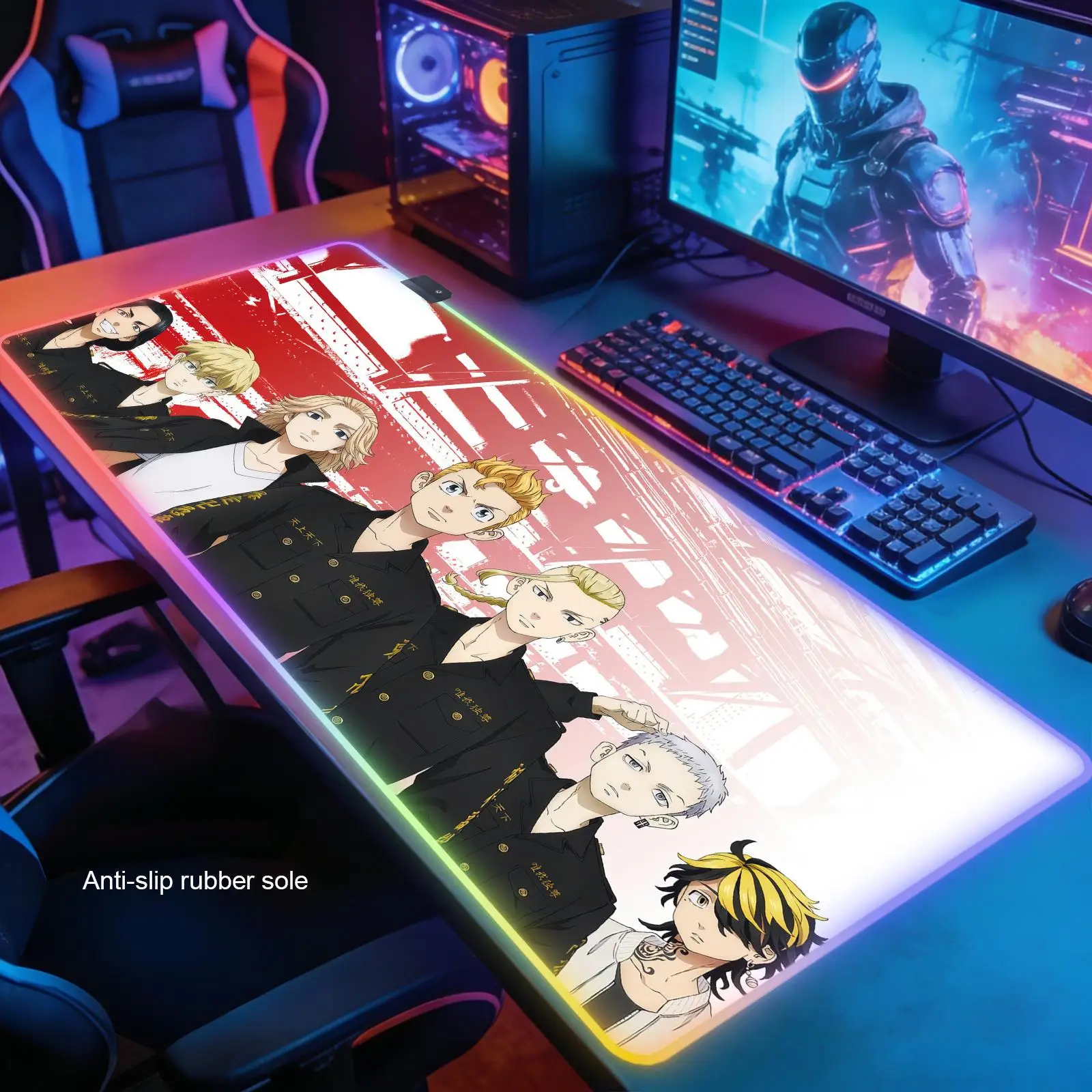 Tokyo Revengers New RGB Computer Home Mousepad XXL Desk Mats Natural Rubber Office Anti Slip Gaming Accessories pad