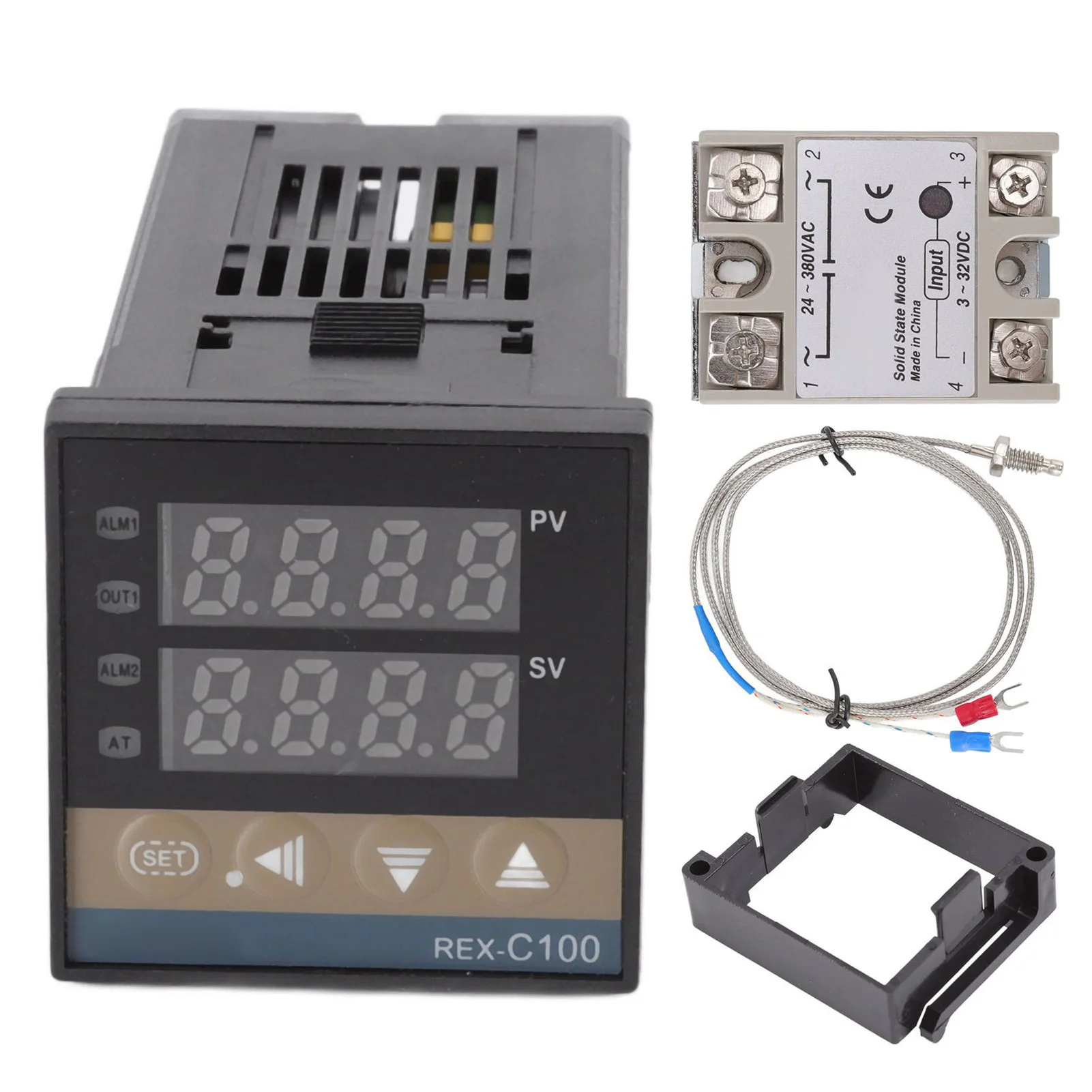 Digital PID Thermostat Temperature Controller Long 100V‑240V and 3.3ft M6 Imperial K Type Thermocouple Relay Module