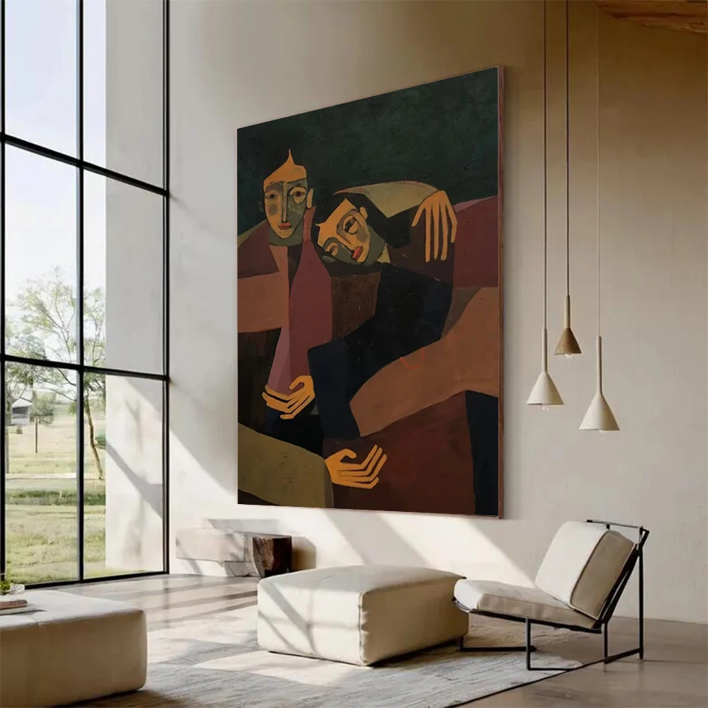

100% Handmade Abstract Oil Painting On Canvas Husband And Wife Wall Art Picture Large Mural For Home Living Room Decor Image