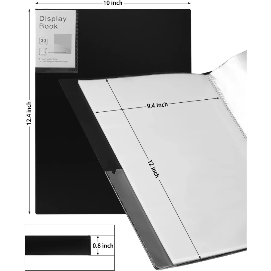 Carpeta de portafolio para obras de arte Carpeta de portafolio de arte 2 paquetes 9x12 Libro de demostración Carpeta de portafolio negra con carpeta de película protectora ingenio