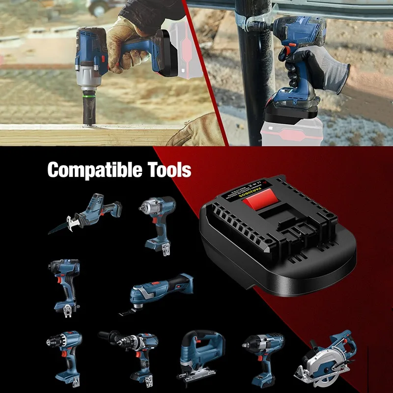 HAKSINKY PAR20BOS محول بطارية أداة الطاقة لبطارية ليثيوم أيون Parkside 20 فولت تحويل إلى لاستخدام أداة طاقة ليثيوم أيون Bosch BAT 18 فولت