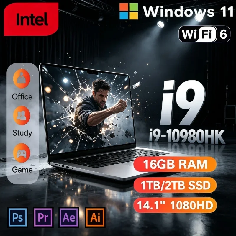2026 New Arrival 14.1 Inch Notebook I9-10980HK 16/32GB 2TB SSD Win11 Portable High-Speed Business Gaming PC