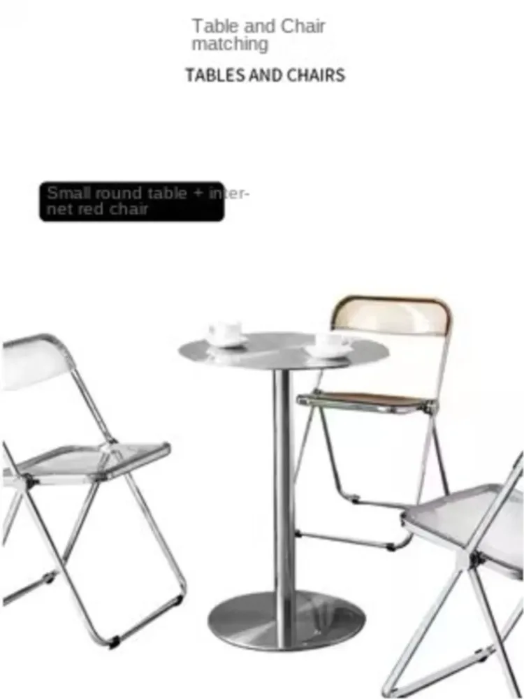 بسيطة الحديثة النمط الصناعي مقهى الفولاذ المقاوم للصدأ طاولة مستديرة صغيرة في الهواء الطلق الترفيه طاولة حديدية مستديرة طاولة طعام معدنية