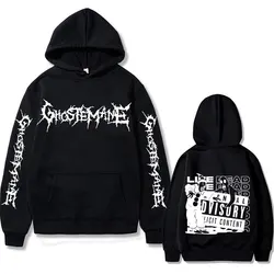 Ghostemane Double Sided Print Hoodie Men's Vintage Rock Loose Hoodies Men Women Fashion Casual Hip Hop Sweatshirt Man Pullover