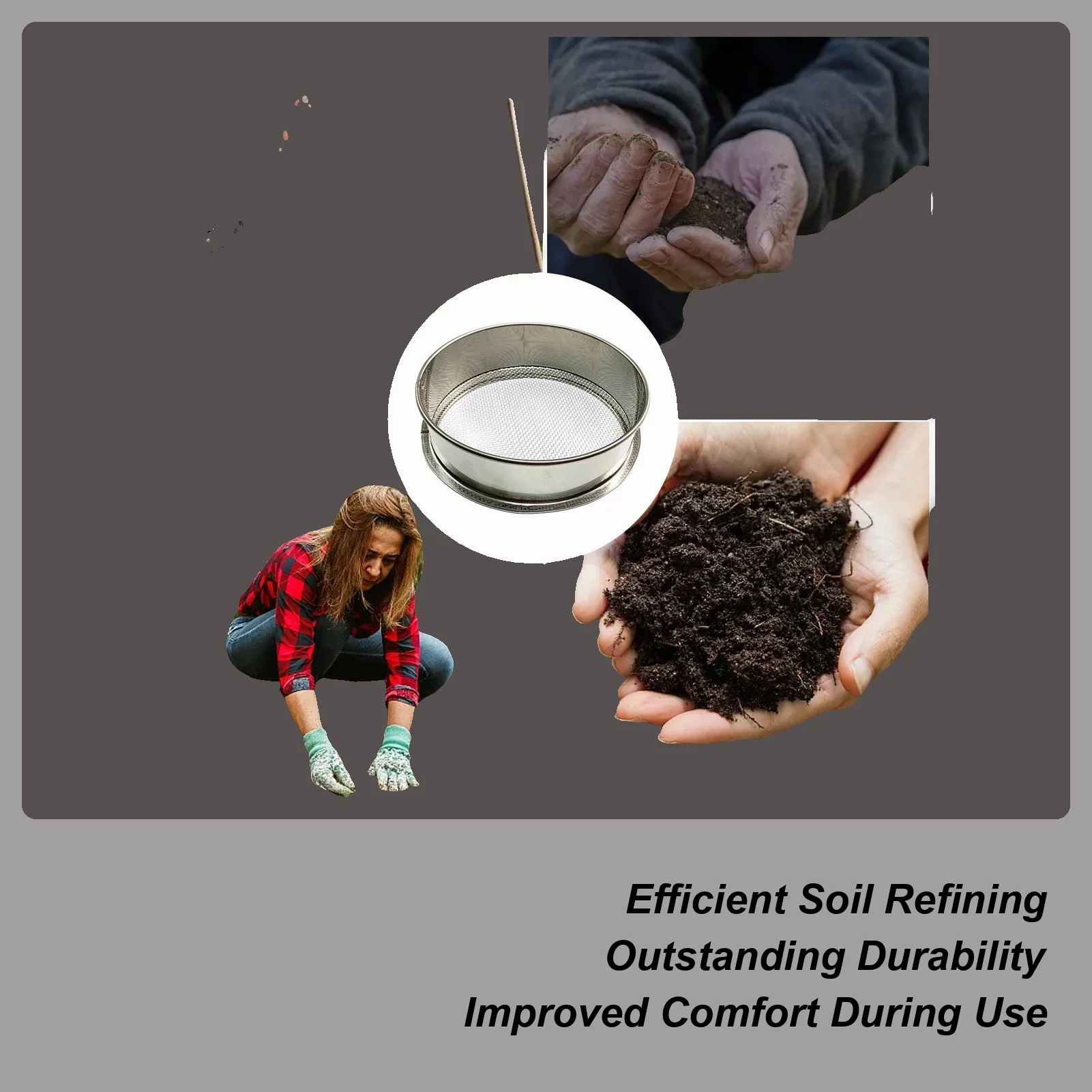 

Kitchen Flour Powder Filter Screen Garden Soil Strainer Handheld Stainless Steel Rice Fine Wire Mesh Strainer Baking Sieve