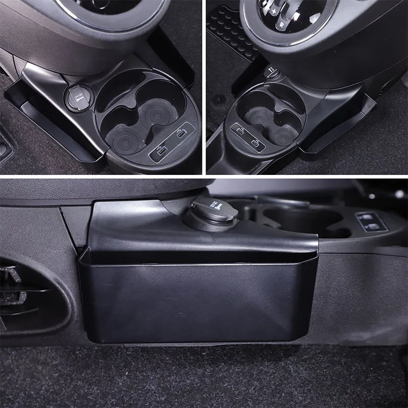 For Fiat 500 2007-2024 ABS Black Center Console Side Storage Box Multi-Function Mobile Phone Tray Car Interior Accessories