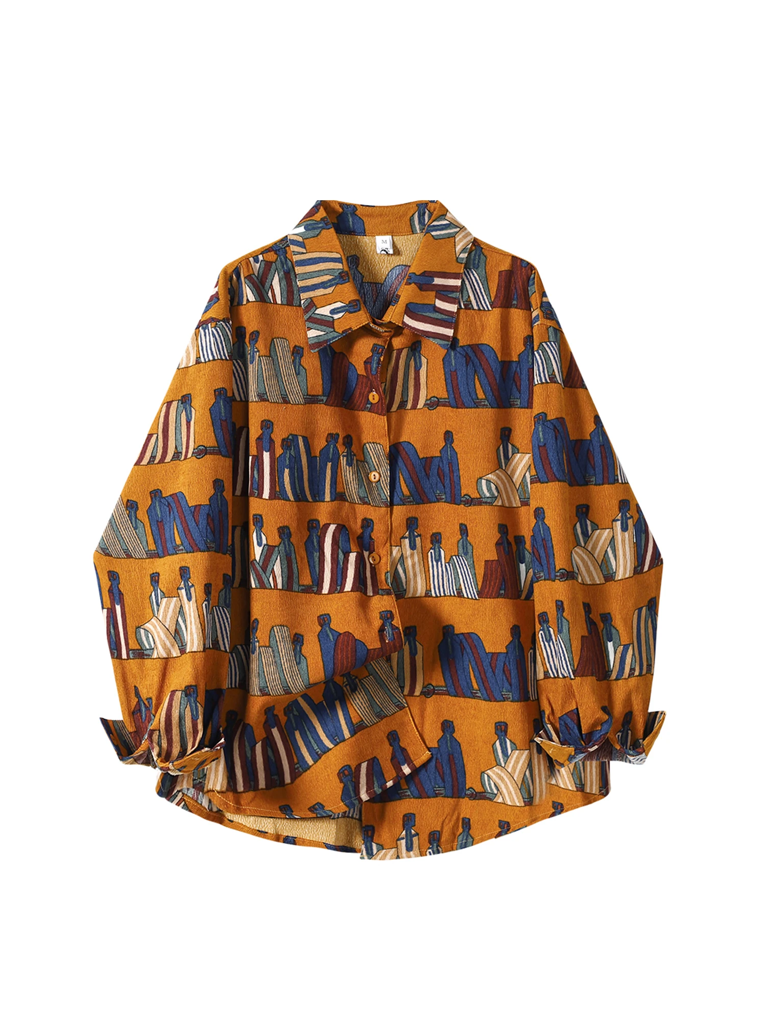 

Женские оранжевые рубашки поло с принтом граффити, блузки Y2k, винтажные элегантные эстетические рубашки с длинными рукавами 2000-х годов, весна-осень