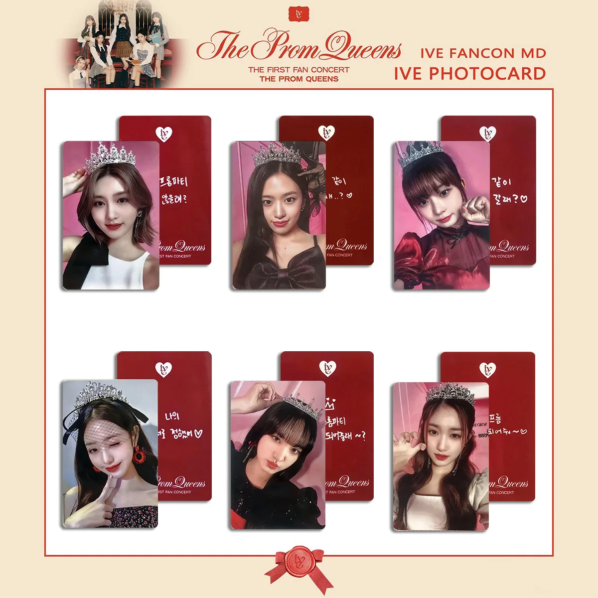 Kpop IVE Photo Card LOMO Card Yujin Gaeul Wonyoung LIZ Rei The Prom Queens Venue Limited Leeseo FM Crown Entrance Card Fans Gift