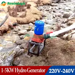 1KW 2KW 3KW 5KW 220V 230V 240V Water Hydroelectric Generator Single-phase Low Speed Start NdFeB Permanent Magnet Generator