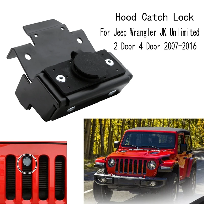 

A13F-New Hood Catch Lock Latch Buckle Kit With Key For Jeep Wrangler JK Unlimited 2 Door 4 Door 2007-2016
