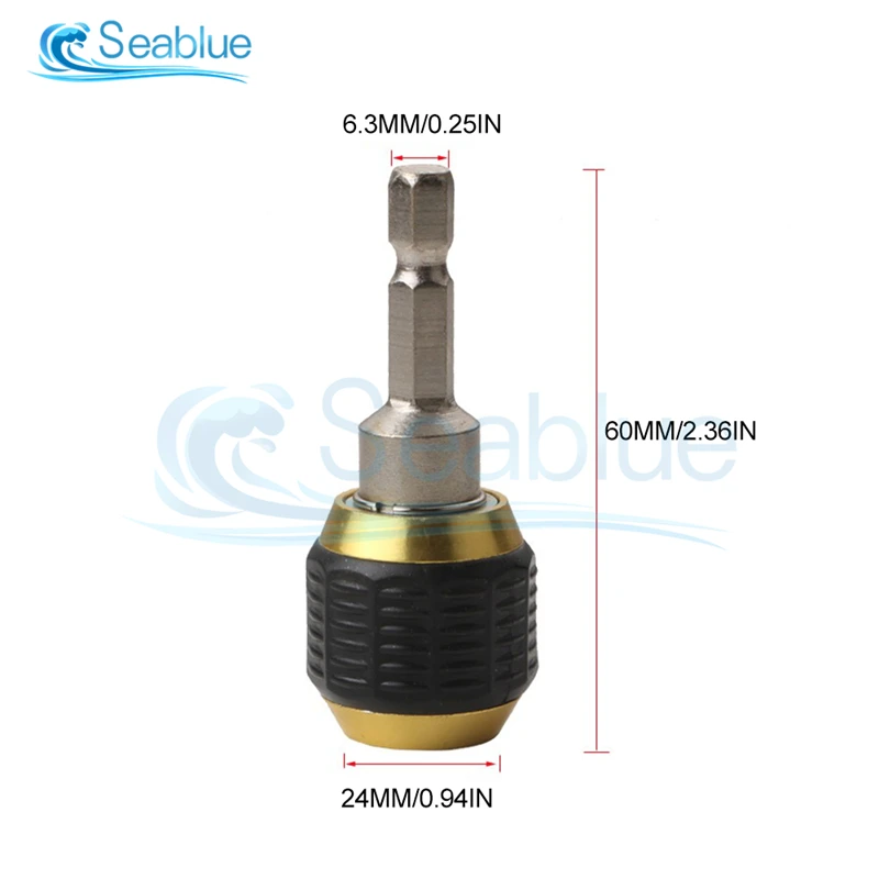 Destornillador de portabrocas sin llave, adaptador de controlador de impacto de 150 pulgadas, herramienta de broca de vástago hexagonal, adaptador