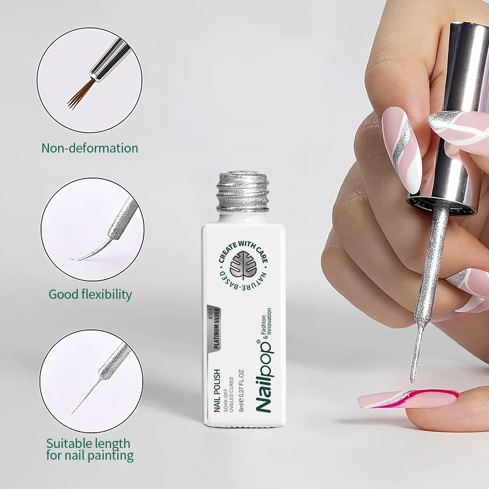 طلاء جل أظافر 8 مل - 5 ألوان اختيارية جل لامع مع فرشاة طويلة نقع قبالة الأشعة فوق البنفسجية علاج نقع قبالة جل الأشعة فوق البنفسجية للأظافر في الصالونات