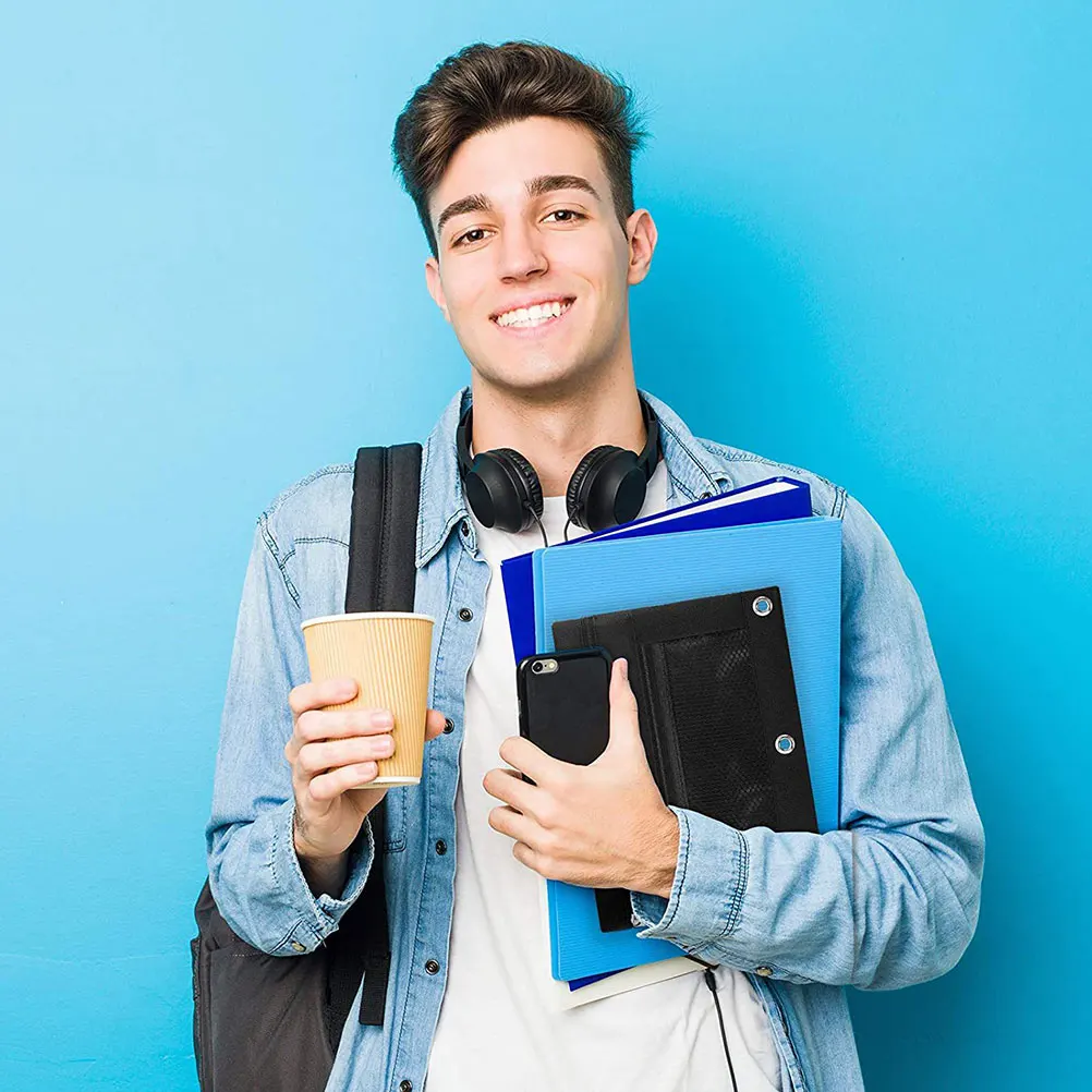 

6 Pcs Pencil Bag Double-layer Bags with Zipper Oxford Cloth Pouch Case Fabric Travel Black Cases Small Bulk Student