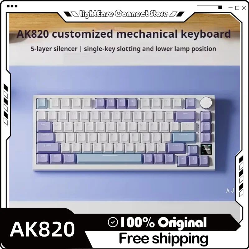 

Ajazz Ak820pro 2.4g Wireless Bluetooth Tri-Mode Mechanical Keyboard 81 Key Supports Hot Plug Gasket Structure Customization Game