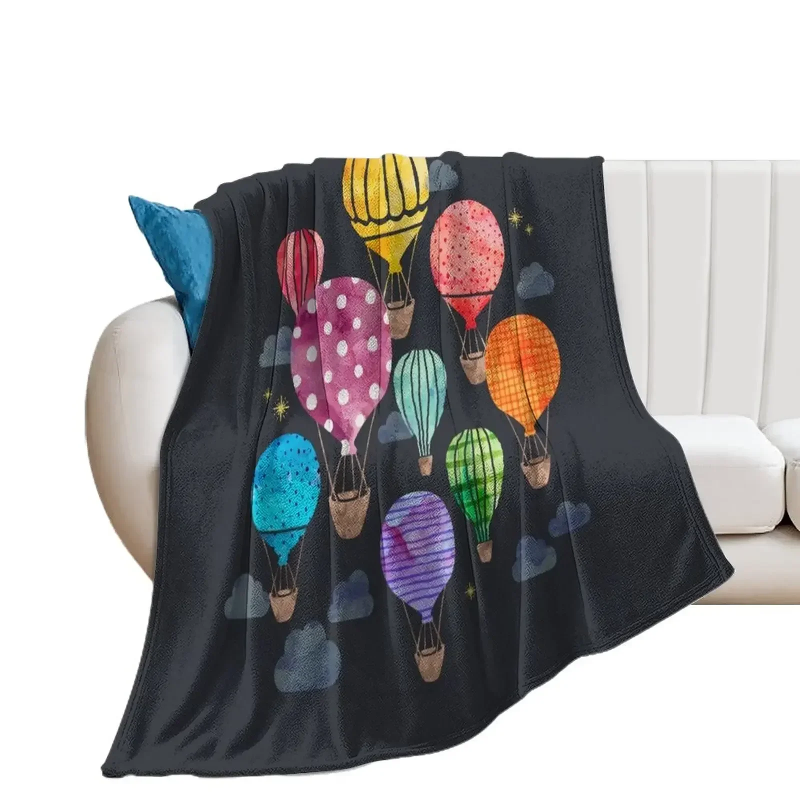 

Hot Air Balloon Night Throw Blanket Soft Plush Plaid Luxury heavy to sleep Blankets