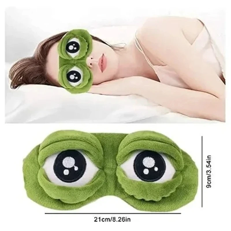 Hirigin New Unisex Creative Travel Sleep 3D Eye Mask Cartoon Frog Filled Hood Eyeshade Cover Blinder Office School Blindfold