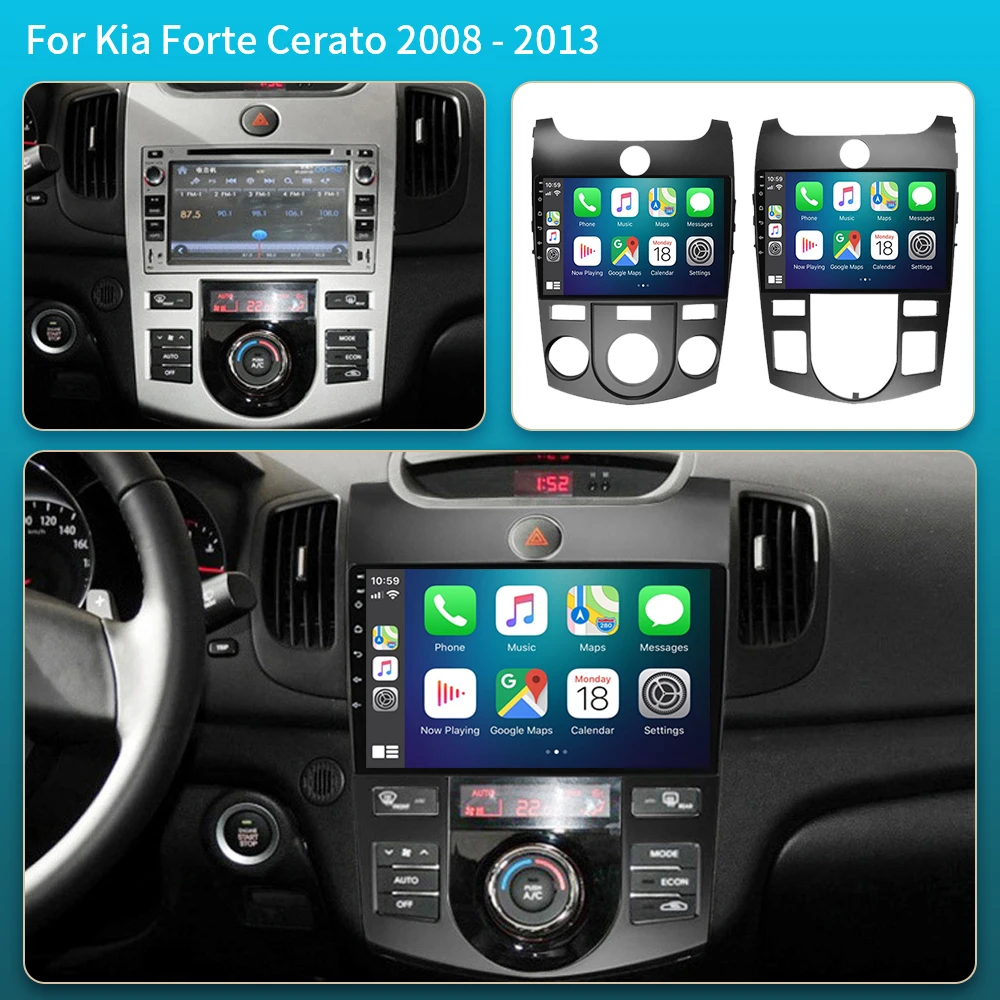 Android 16 Carplay Auto WIFI+4G Car Radio For KIA Forte Cerato 2008 2009 2010 2011 2012 Multimedia Video Player Stereo GPS Audio