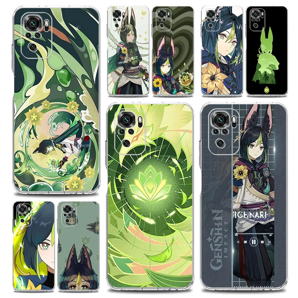 Game Genshin Impact Tighnari Clear Phone Case For Xiaomi Redmi Note 12 5G 9S 9 8 10 11 Pro+ 9T 8T 10C 9C 9A 7 Pro Soft TPU Cover