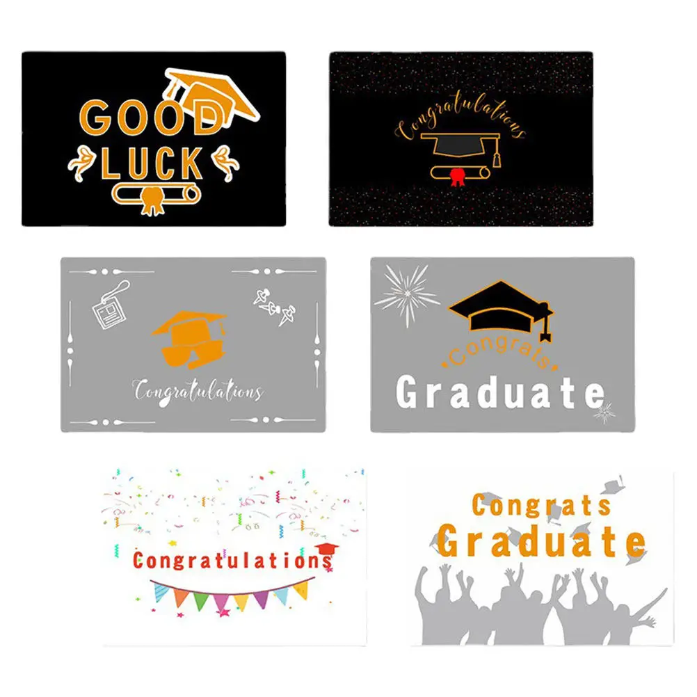 

6Sets Greeting Card Set Graduation Theme Decorative Exquisite Cards Party Celebration Season Presents Graduation Card