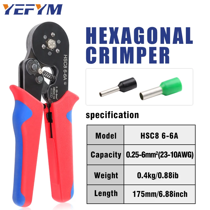 Crimpen Zangen Ferrule Hülsen Rohr Terminal Werkzeuge HSC8 6-4A/6-6A/16-6E Draht Crimper Werkzeuge Haushalt YEFYM – Detail 3