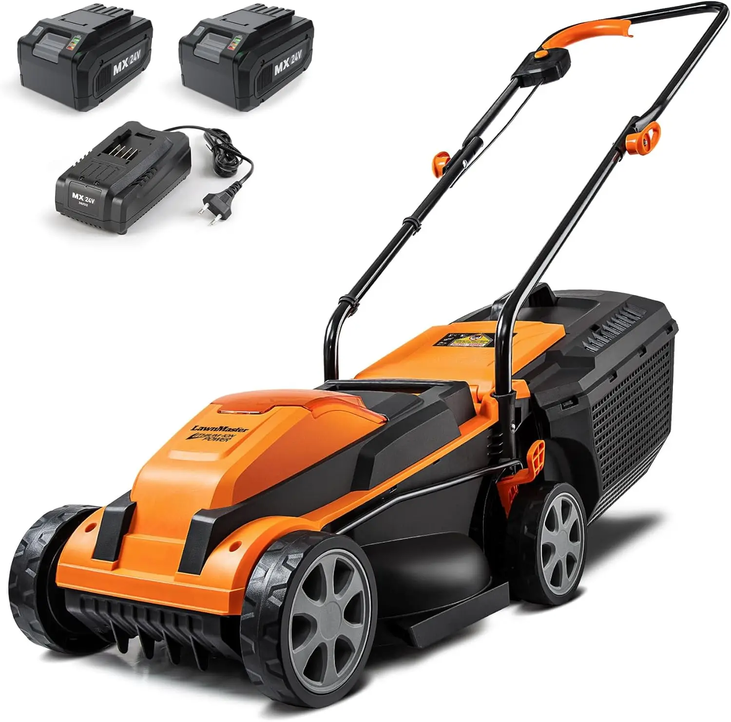 

13-Inch Cordless Lawn Mower with 24V Battery, 2 Batteries & Charger for Easy Yard Care