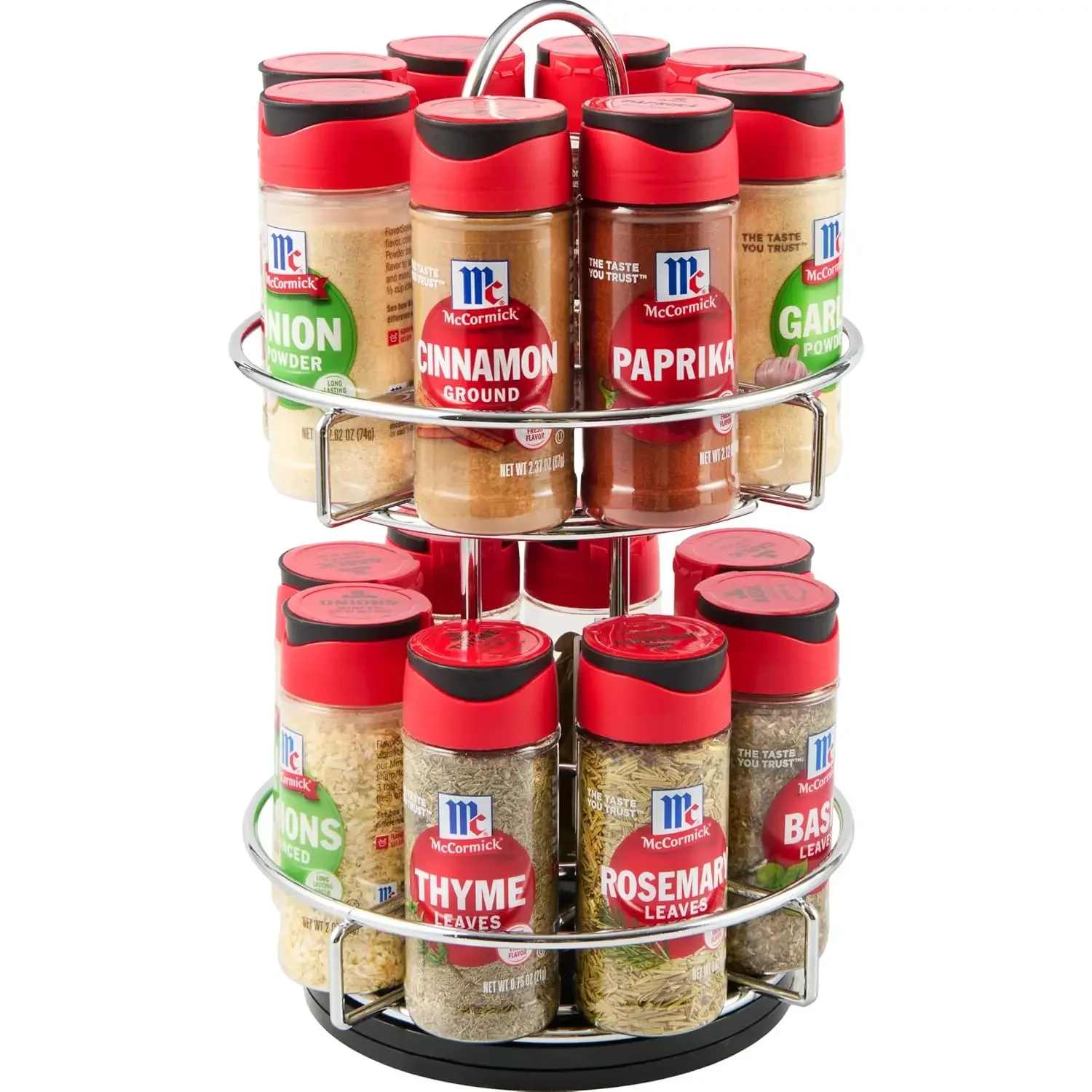 

Two Tier Chrome 16 Piece Spice Rack Organizer with Spices Included, 26.09 oz