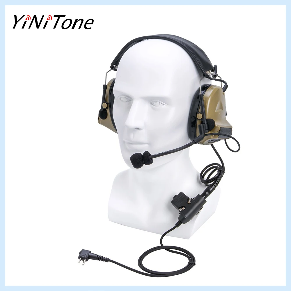 

Brown Aviation Pilot Headset Microphone Noise Reduction Hearing Protection Shooting Headphone U94 PTT For Motorola GP-88 GP-2000