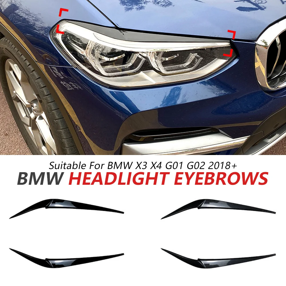 

Headlight Eyebrow Trim For BMW X3 X4 G01 G02 2018+ Glossy Black Sport 2PCS Stick Trim Cover Accessories Car Update