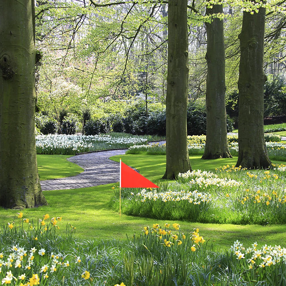 

8pcs 10 Sturdy Marking Flags Bright Red Lawn Yard Garden Construction Scene Sprinkler Dog Marker Triangle Bamboo Stick