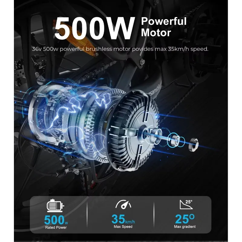 C05 Pro 20インチ電動折りたたみ自転車 500Wモーター 36V 13Ahリチウム電池 ファットタイヤ 新型 格安シティバイク