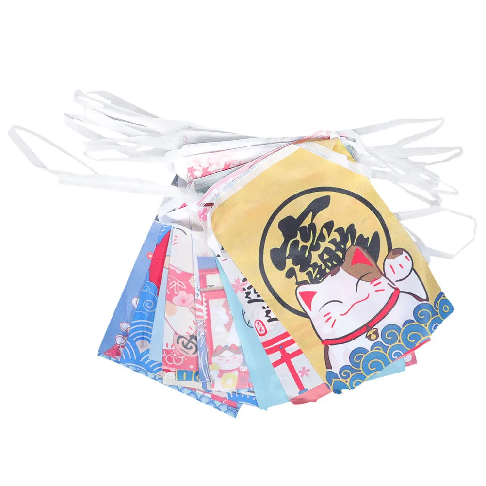 

2Pcs Japanese Lucky Cat Bunting Banner Party Hanging Banner for Japanese Restaurant Izakaya Home Cafe Decoration