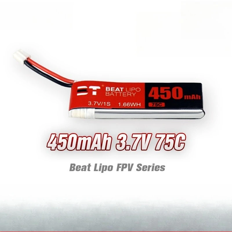 Batería LiPo de 450mAh 1S 3,7 V 75C para RC helicóptero Quadcopter Dron de carreras con visión en primera persona