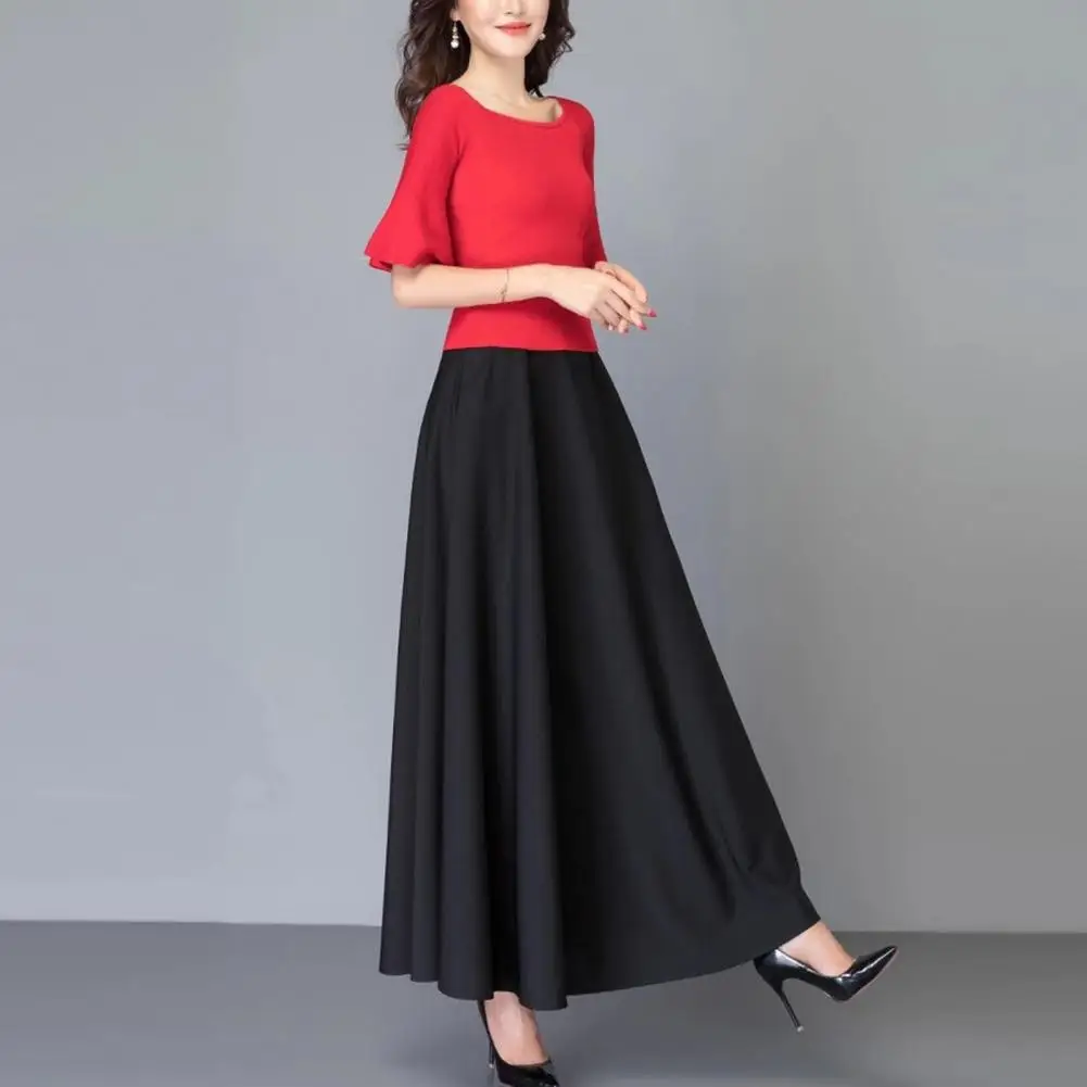 Temperament Skirt Stylish High Waist Maxi Skirt with Tummy Control A-line Silhouette Pockets Elegant Solid Color for Women's