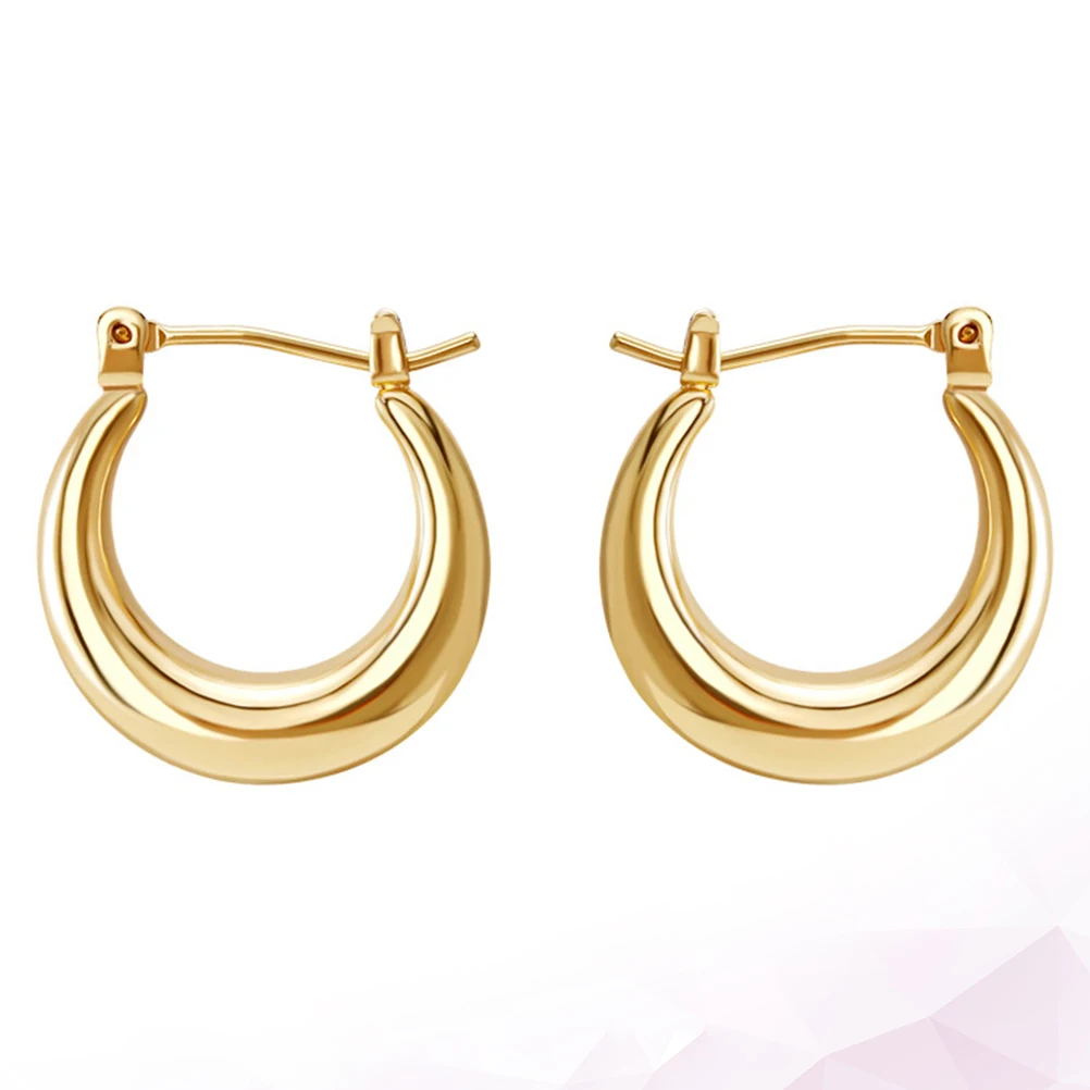 

2 Pcs U Shaped Copper Earrings Simple Perforation Europe America Style Fashionable Metal Long Wear Durable Safe