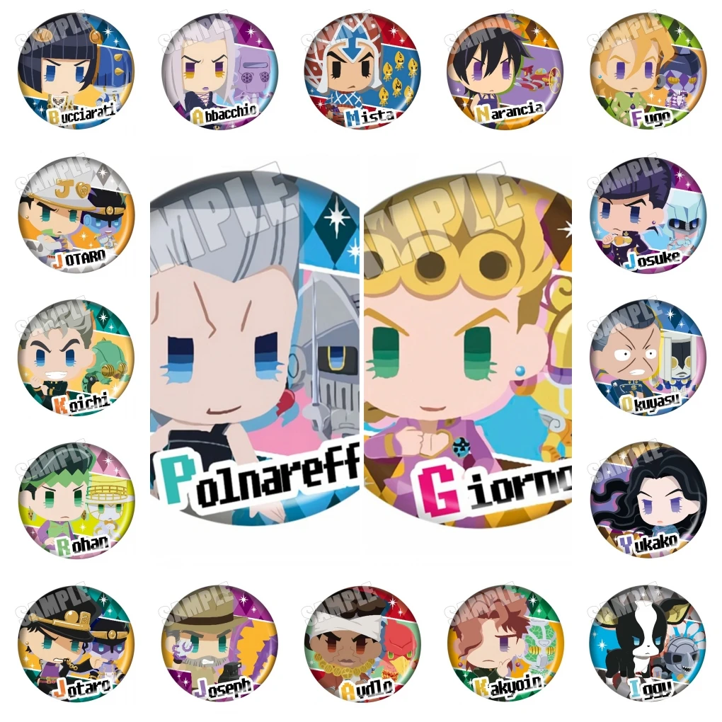 58mm Anime JoJo's Bizarre Adventure‌ Golden Wind Giorno Giovanna Guido Mista Cosplay COSTUME Badge Pin SPTE Tinplate Brooch﻿