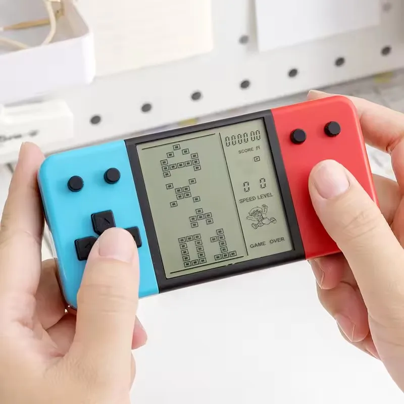 Mini Tetris Game Console Keychain Classic Handheld Video Game Player with Key Ring Portable Pocket Toy For Adults