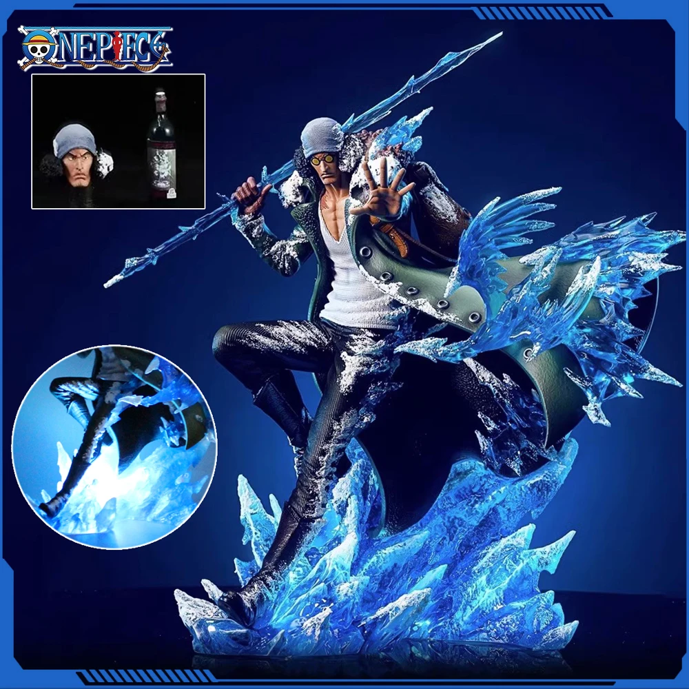 

One Piece Aokiji Kuzan Аниме Фигурки 2 Головы 30 см Gk Фигурка ПВХ Светодиодная Светящаяся Модель Статуя Коллекция Декора Игрушка Рождественский Подарок