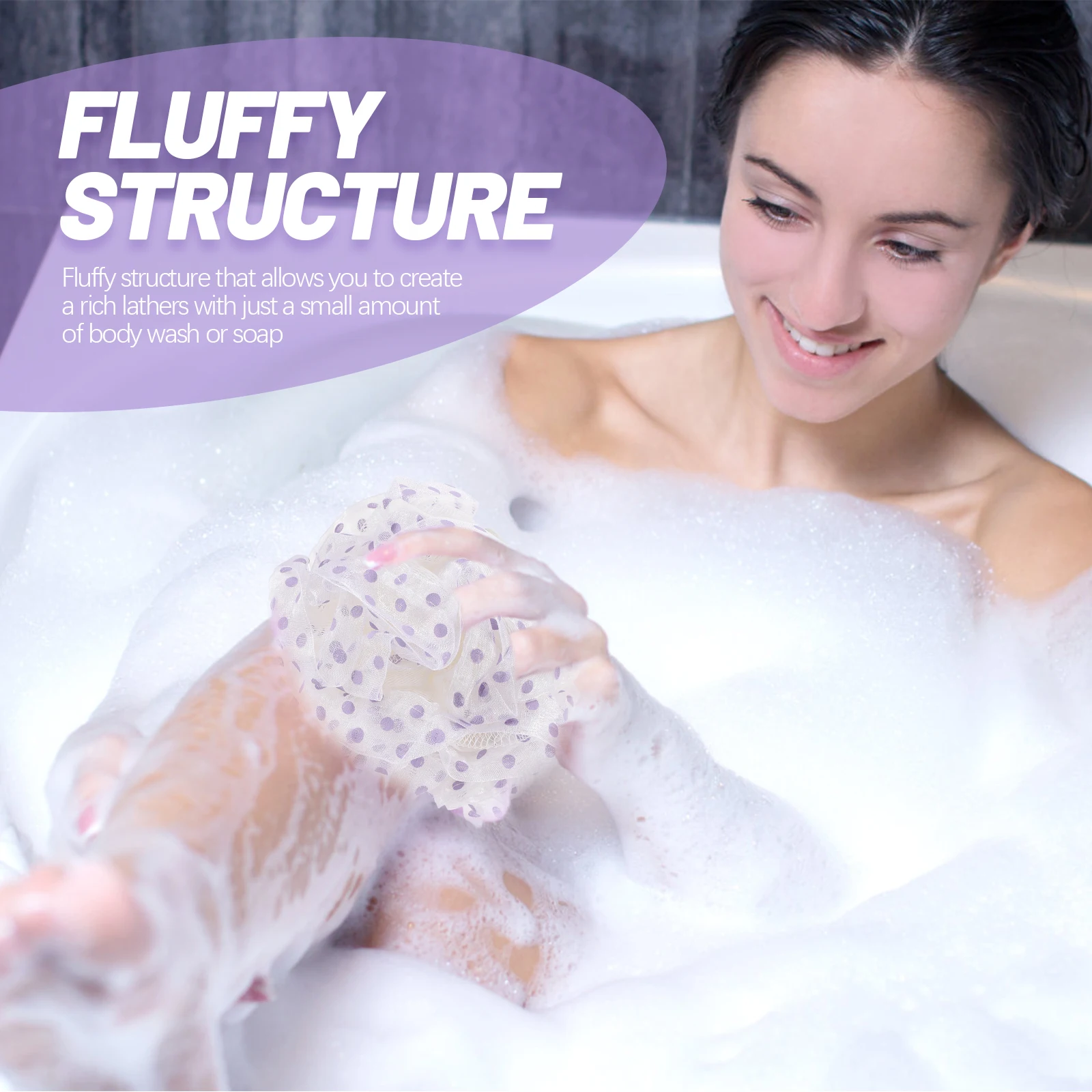 

2Pcs Large Dots Bath Flower Shower Loofah Body Scrubber Rich Lather Bathing Tool for Home Travel Gift Shower Loofah