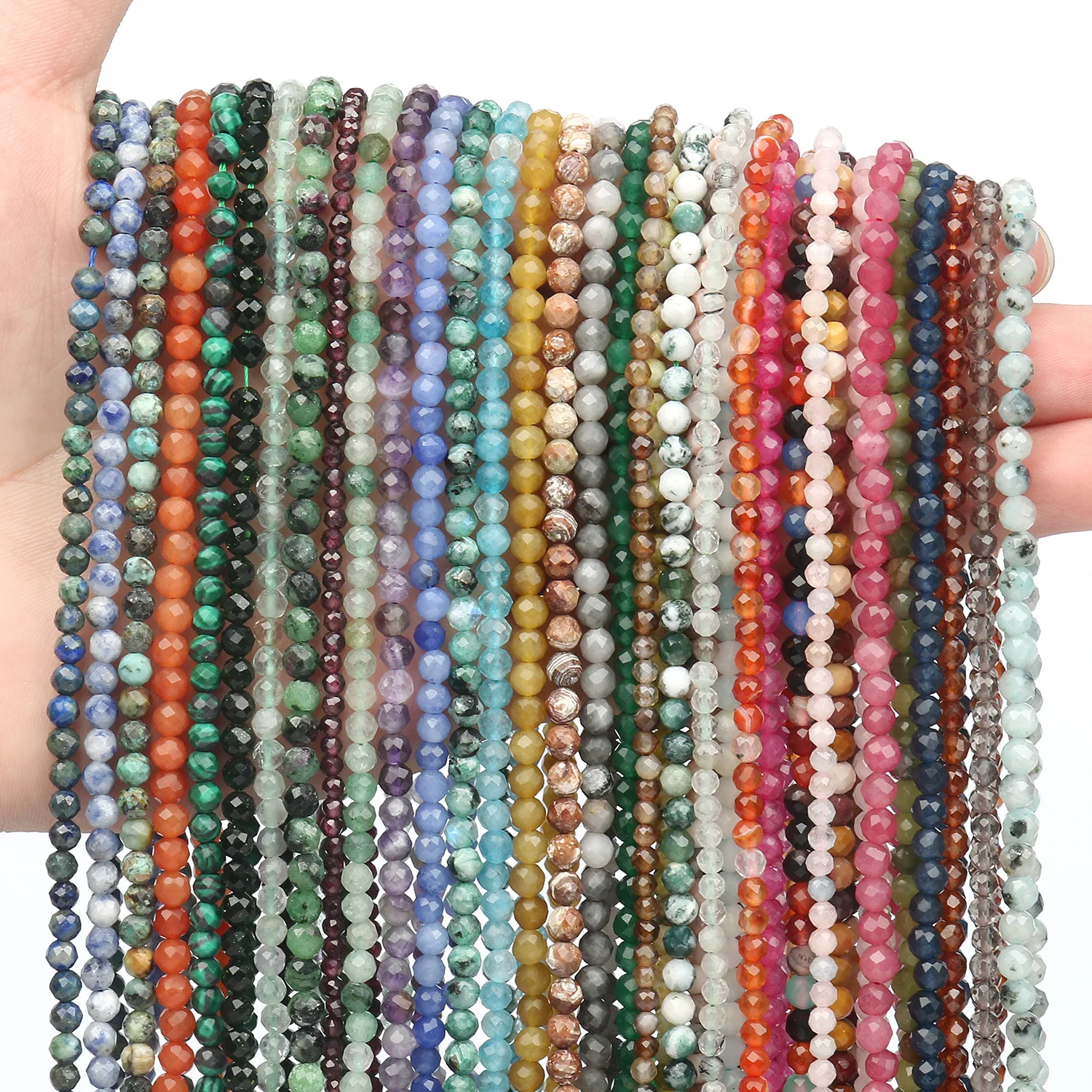 Petites perles en pierre naturelle à facettes, petites pierres précieuses adt, entretoise en cristal pour bijoux, bracelet de bricolage, collier de direction, 2mm, 3mm