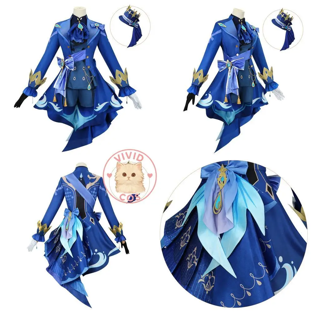 

Popular Genshin Impact Cosplay Costume Game Anime Furina Role Playing Clothes Full Set for Women Halloween Comic Con Outfit