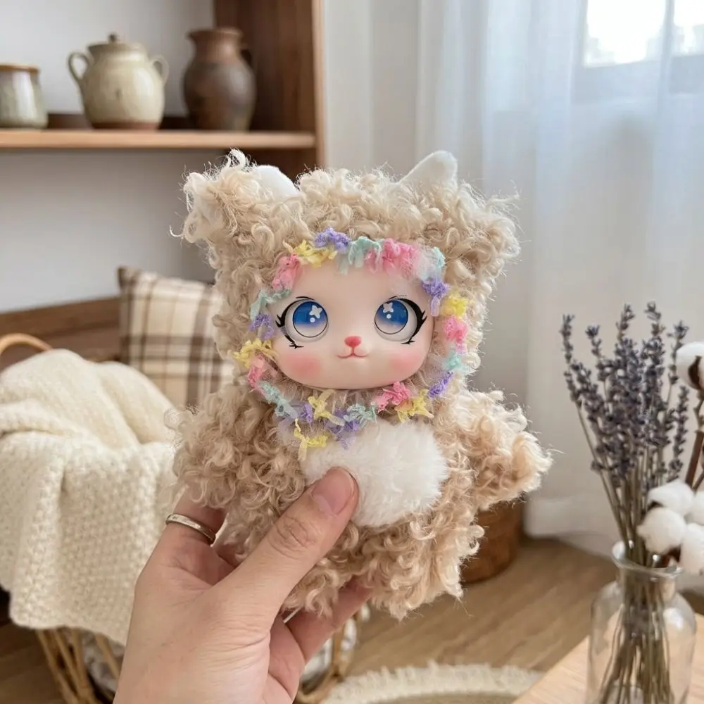 Fluffy Rabbit Keychain Soft Vinyl Face Sparkling Big Eyes Cute Curly Rabbit Charm Handmade Skin-Friendly Bunny Pendant