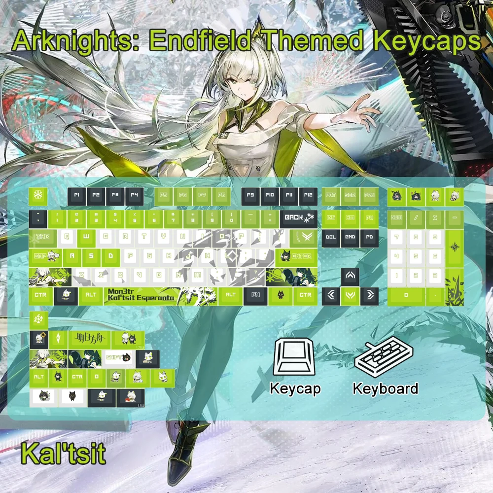 Arknights Endfield Keycap PBT Dye Subbed Backlit Keycaps Cartoon Anime Gaming Key Caps For ANSI 61 87 104 108 Layouts Keyboard