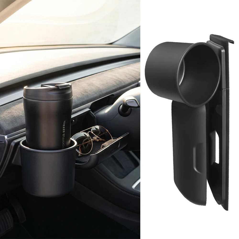 Dashboard Car Sunglasses Case For Tesla Model Y Model Y Juniper Auto Water Cup Holder 2-in-1 Beverage Cup Tray Storage Organizer